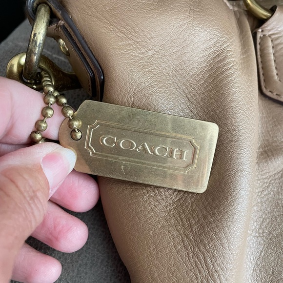 COACH Campbell Izzy Tan/Brown Leather Large Satchel Handbag/Crossbody Bag Purse - Picture 8 of 9